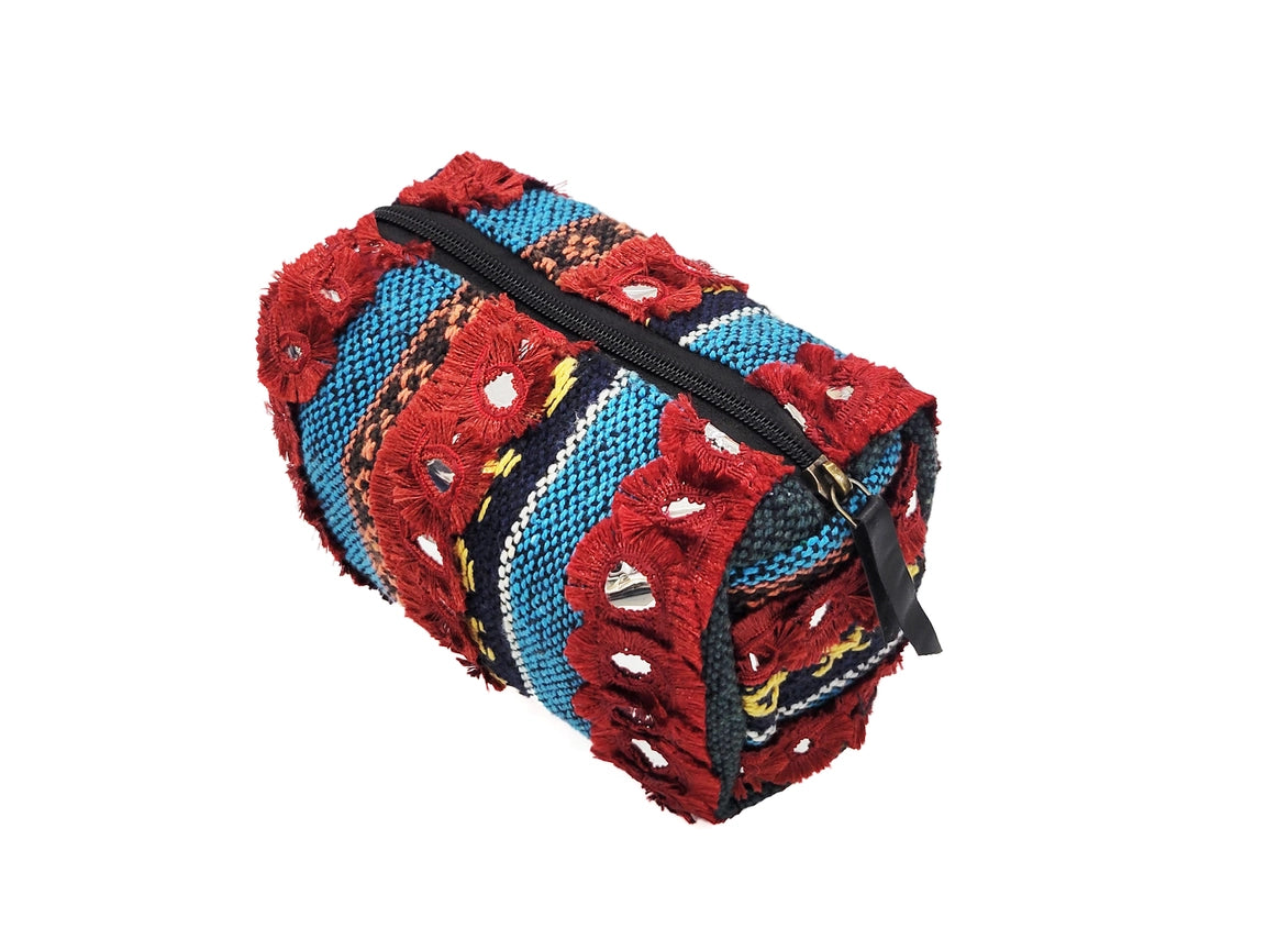 Carys Mirrored Cosmetic Cotton Bag Deep Red