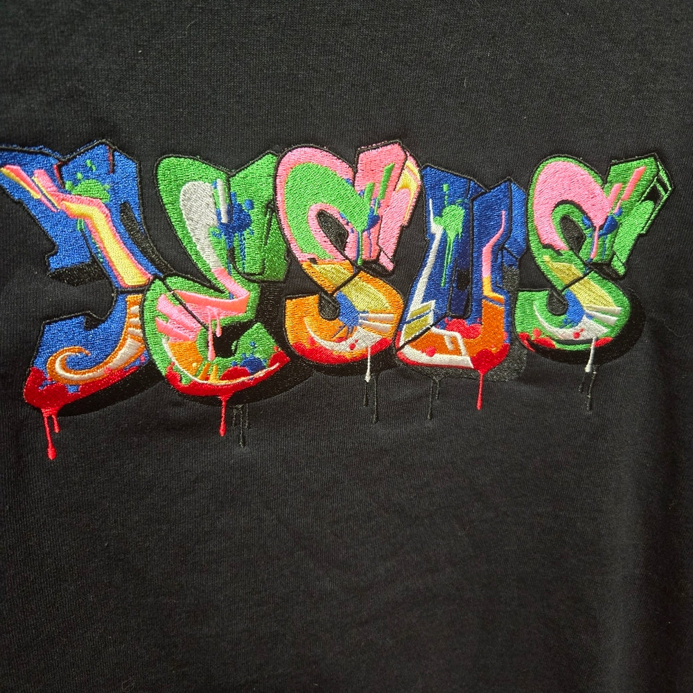 Custom embroidery Jesus grafitti tee