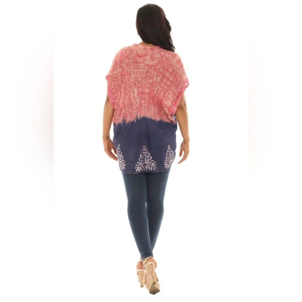 Pink Roysl Blue Tie Dye Top
