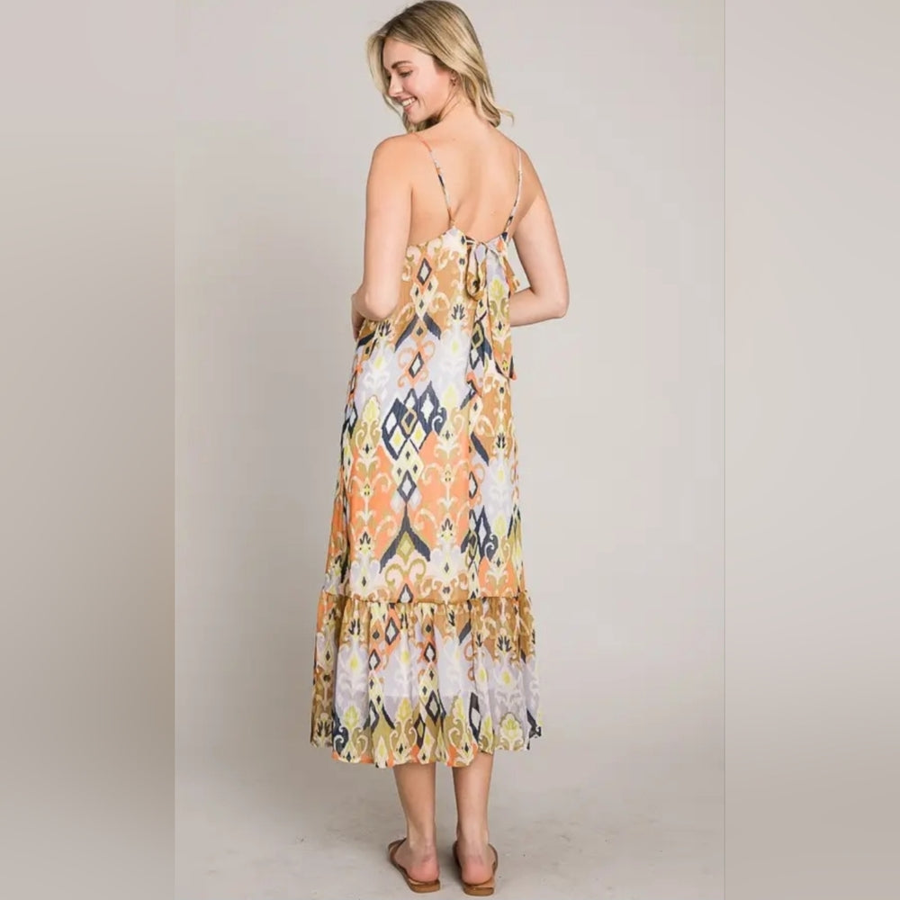 Multicolor Sleeveless Midi Dress