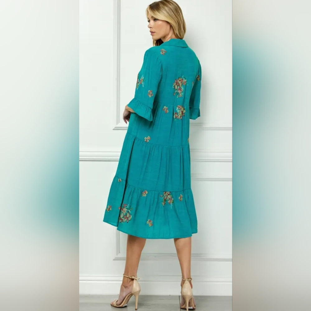 Embroiered Tiered Dress
