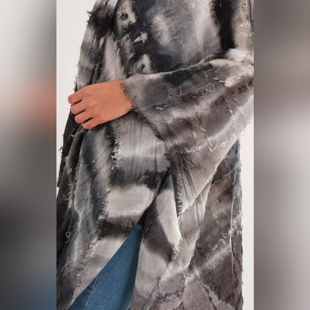 Black and Gray Striped Poncho/kimono
