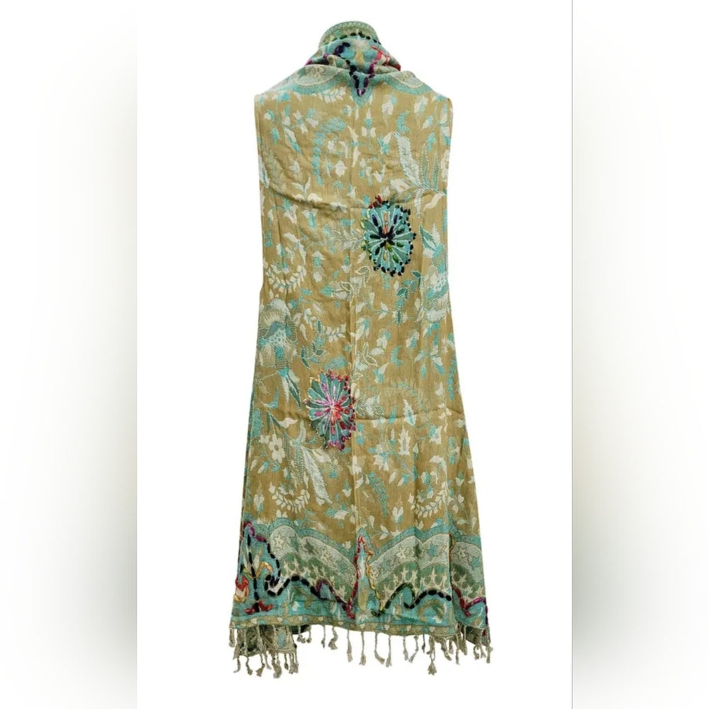 Colorful Embroidered Kimono Vest Cardigan
