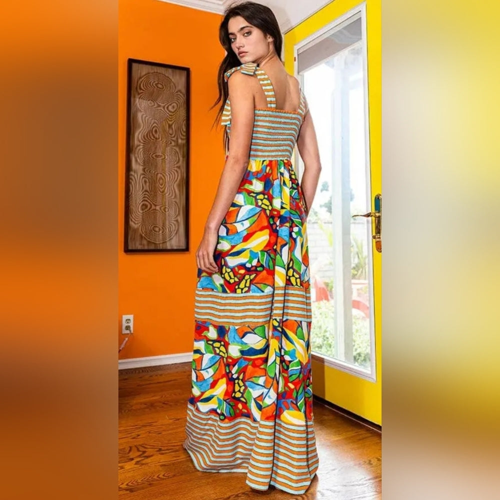 Colorful Striped Maxi Dress