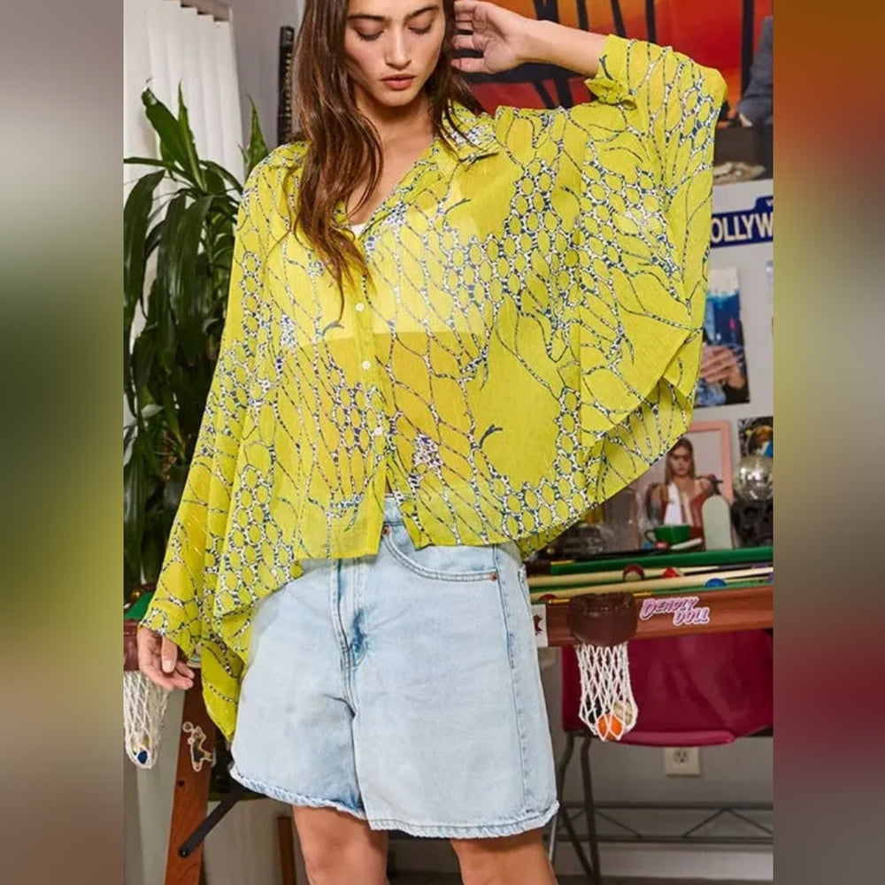 Yellow Floral Women's Top
