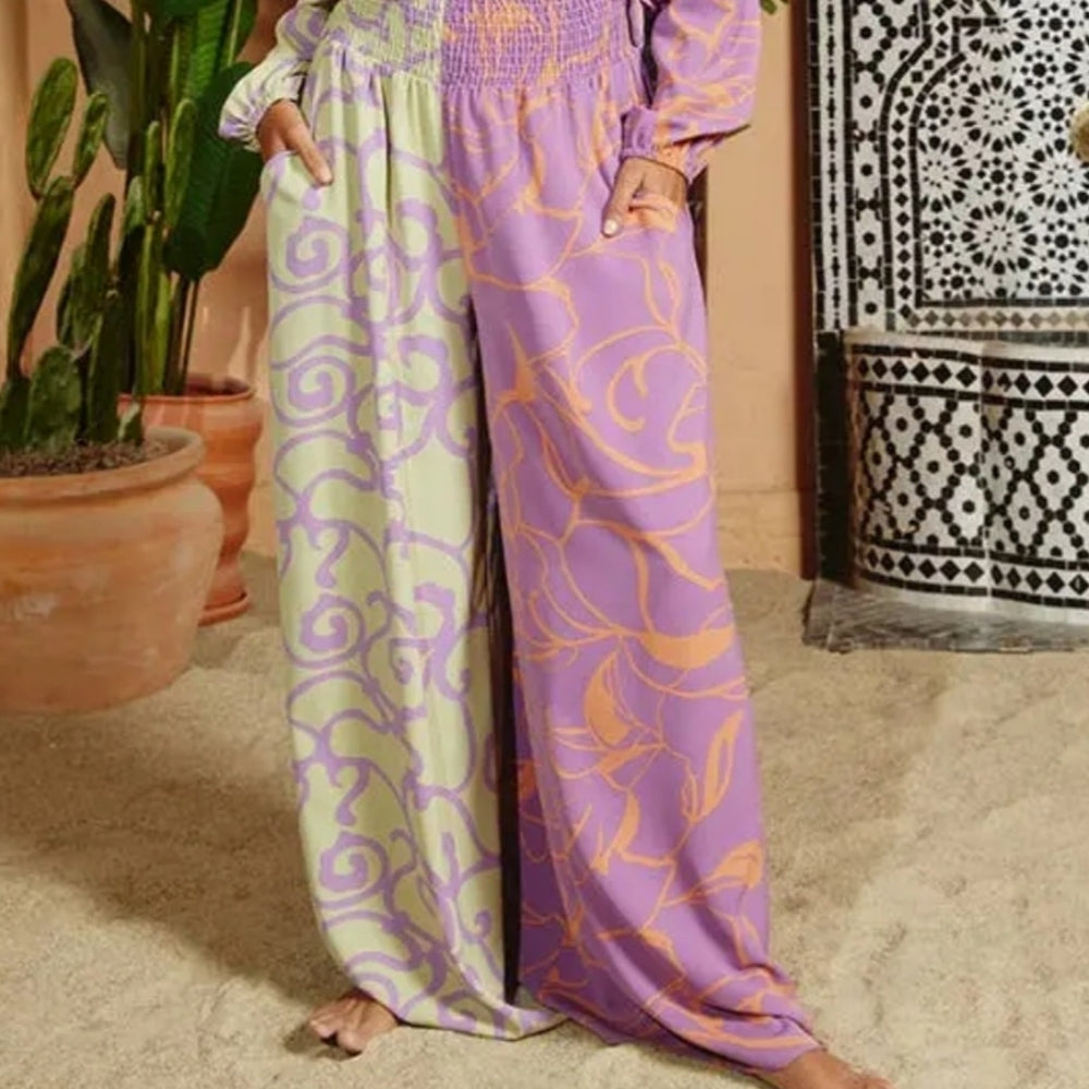 Purple and Green Patterned Pants