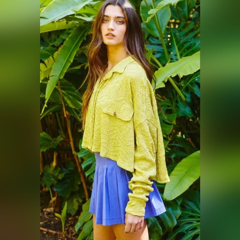 Green Blouse with Loose Casual Silhouette