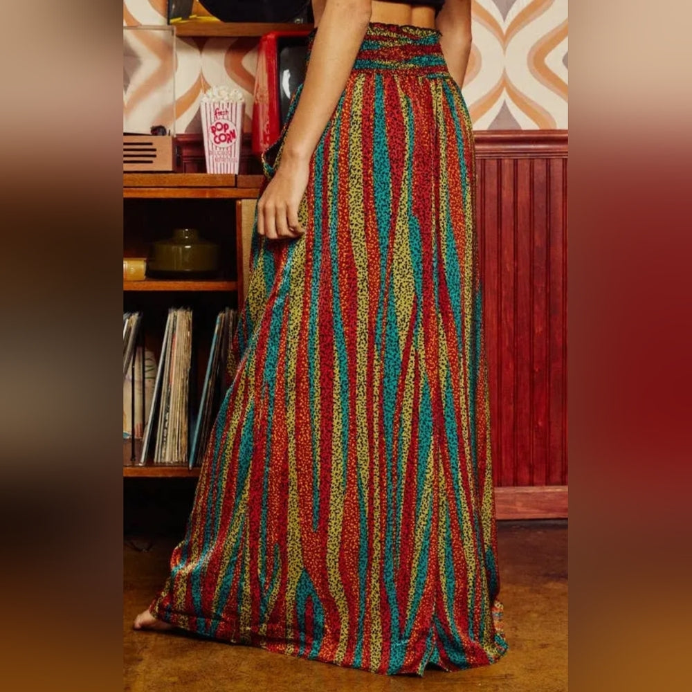 Colorful Striped Wide-Leg Pants