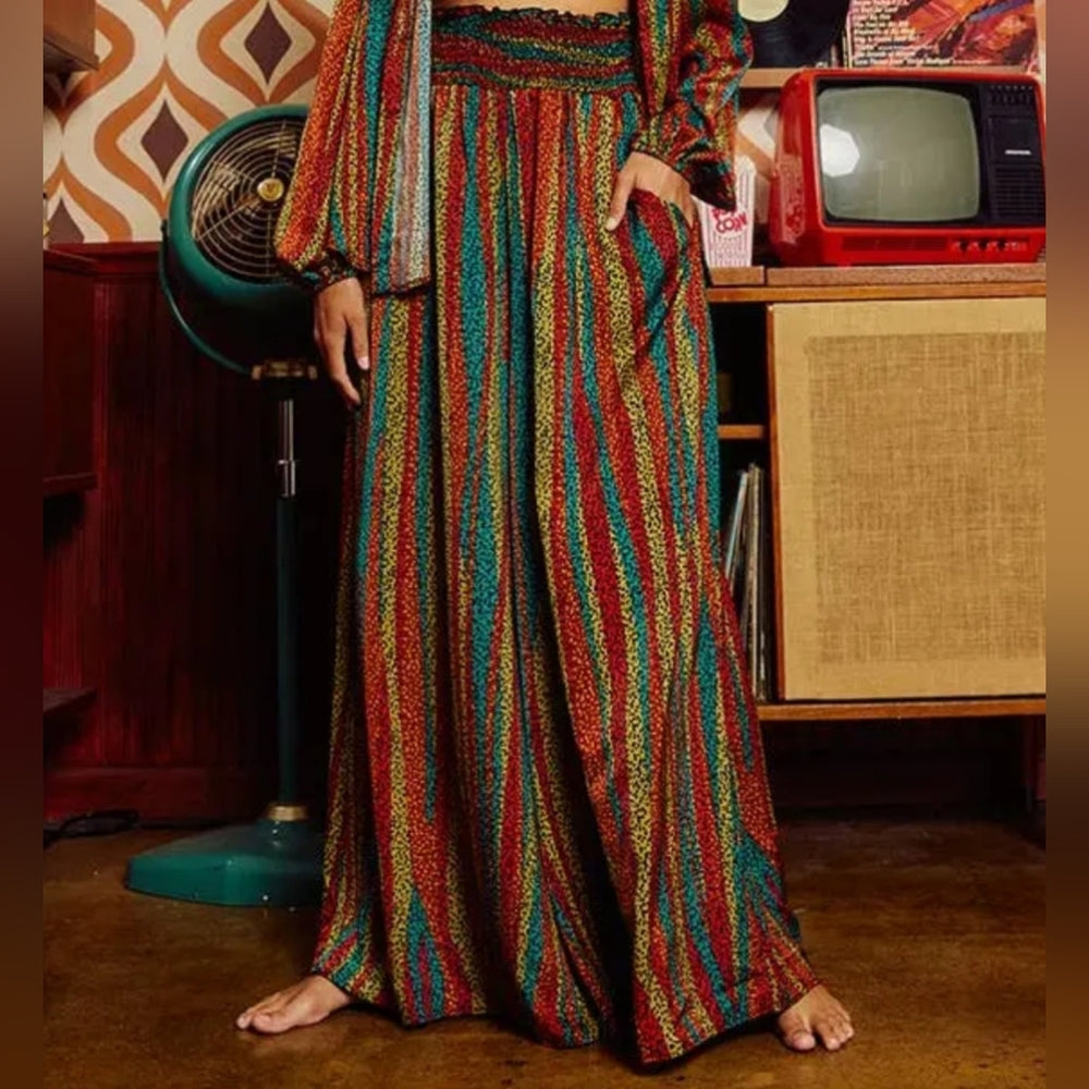 Colorful Striped Wide-Leg Pants