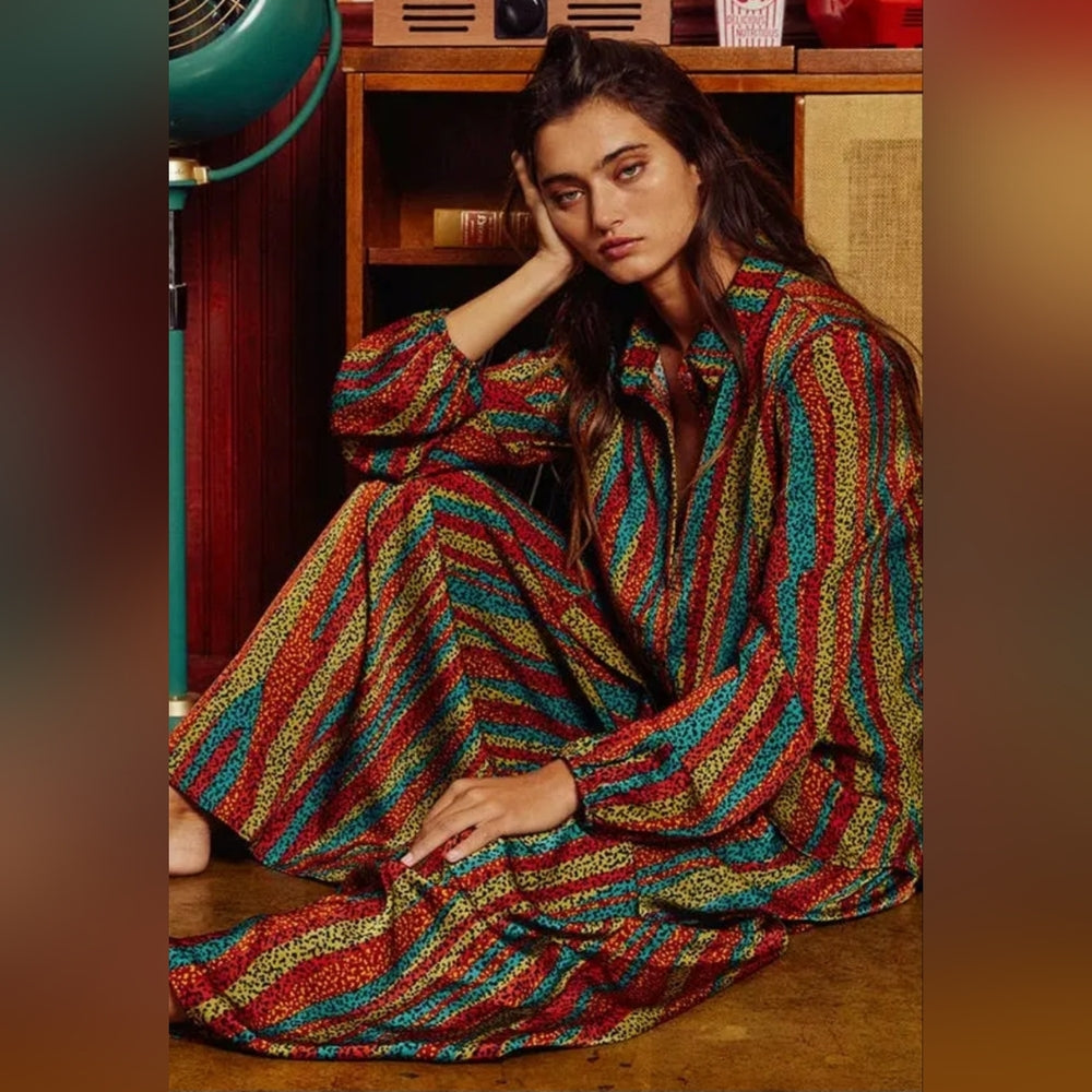 Colorful Striped Wide-Leg Pants