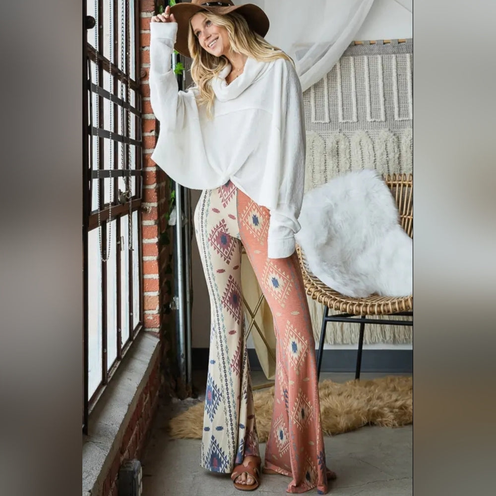 Bohemian Patterned Flare Pants