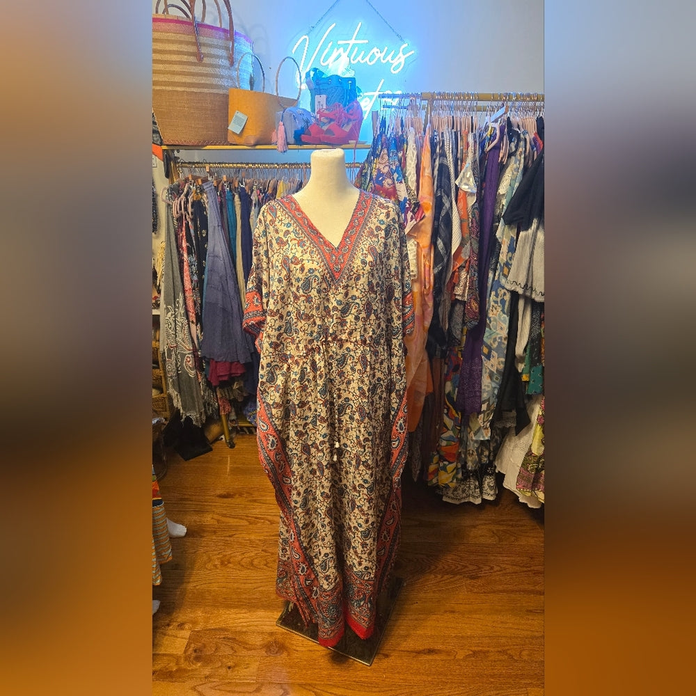 Paisley Print Maxi Coverup Dress