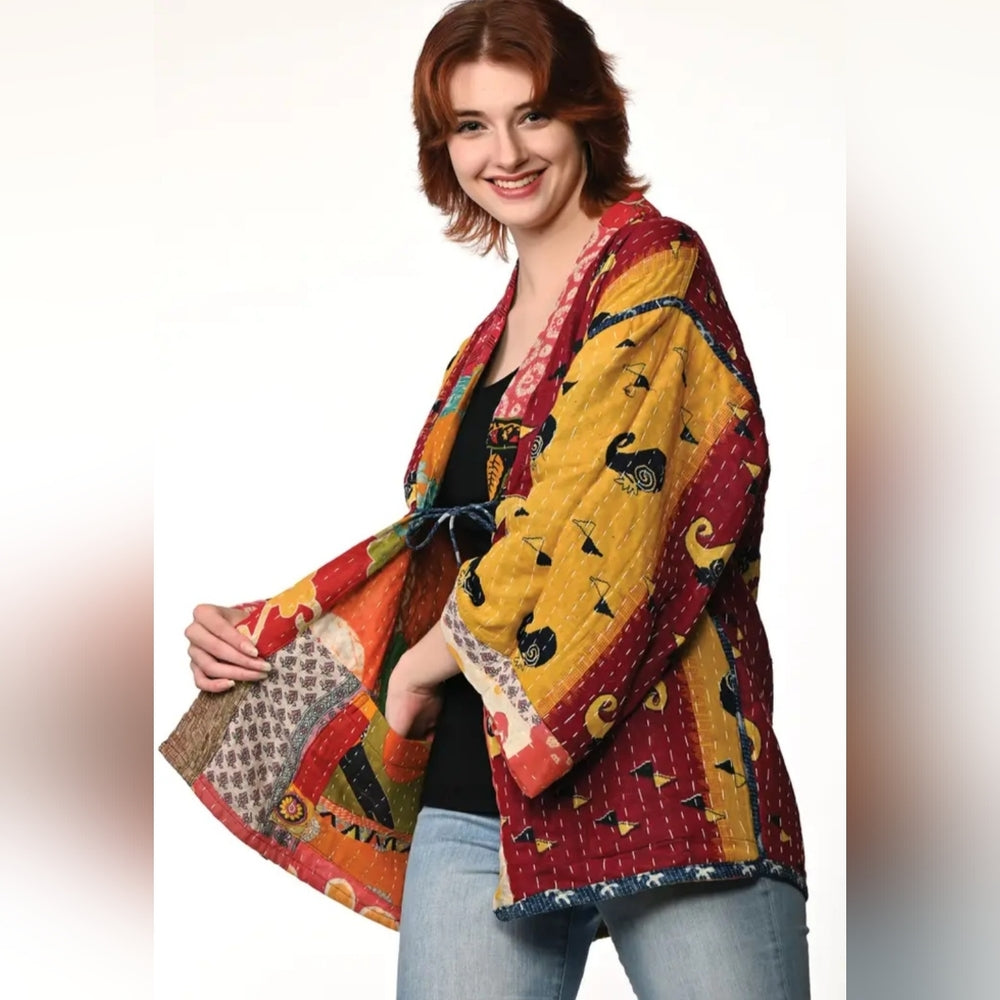 Colorful KANTHA Patchwork Kimono Jacket