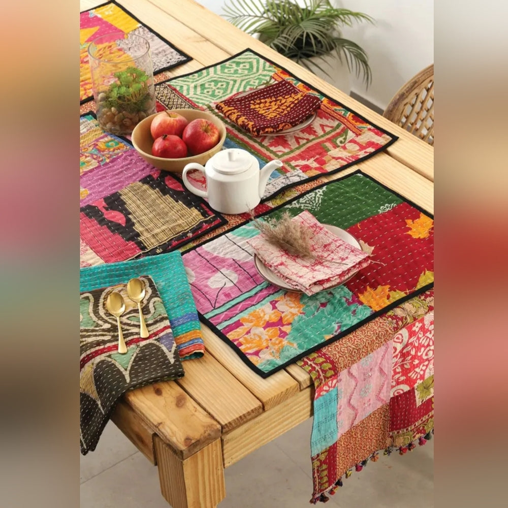 Kantha Colorful Patchwork PlaceMats 4pcs