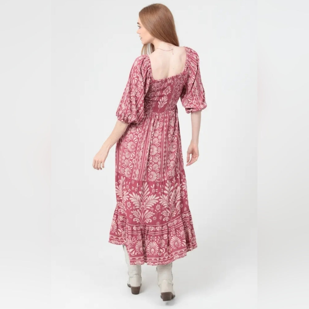 Angie Mauve Floral Maxi Dress