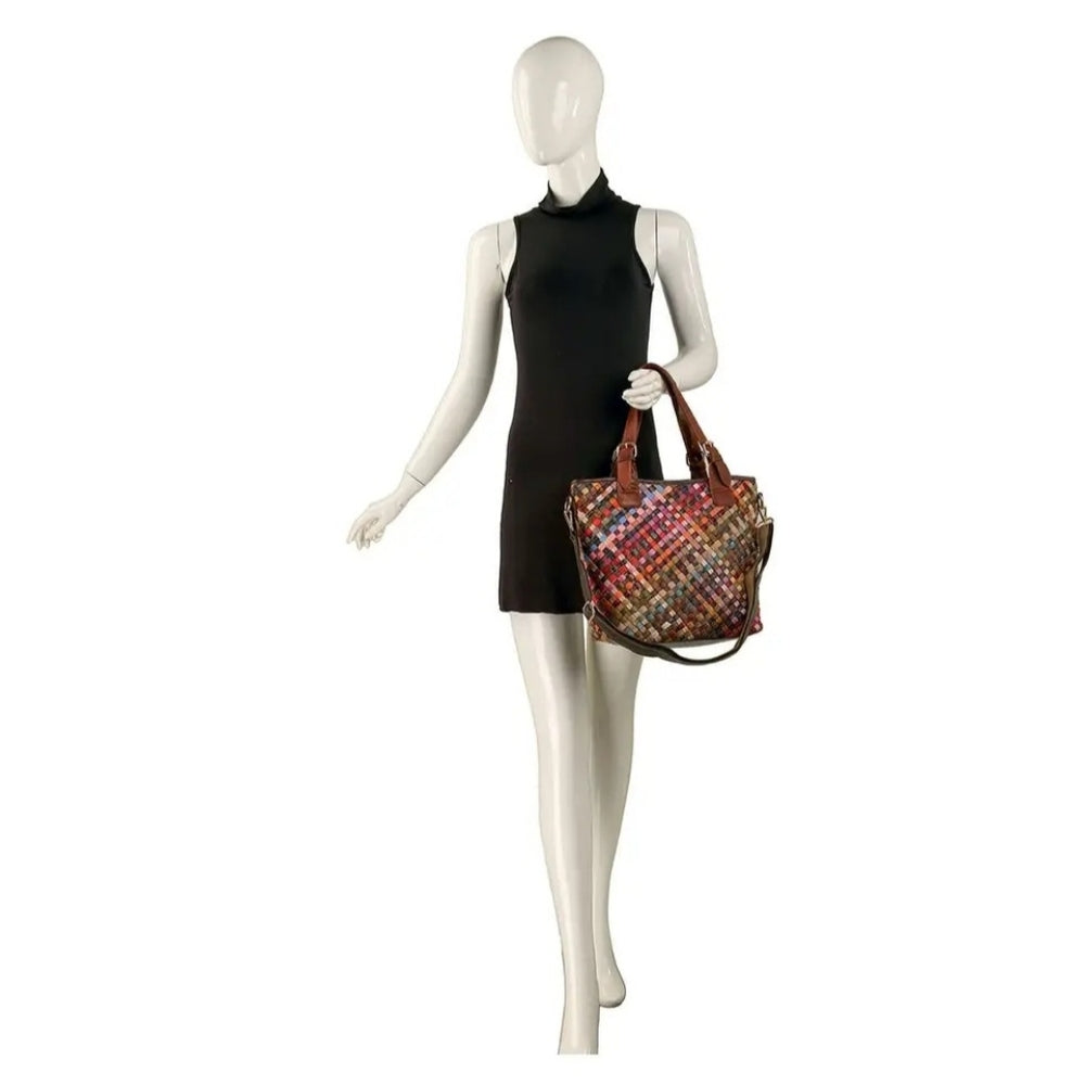 Multicolor Woven Tote Bag