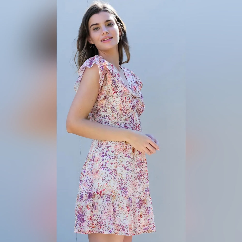 Floral Ruffle Sleeve Dress