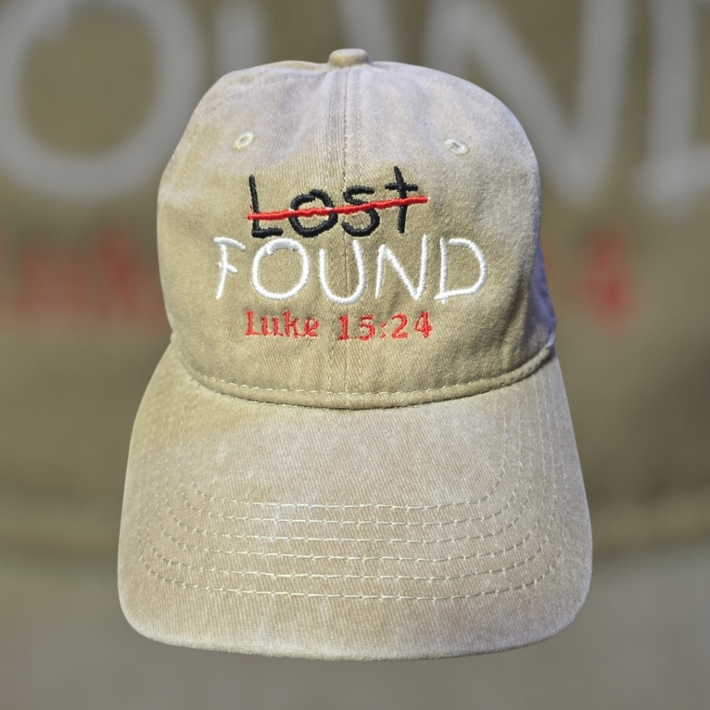 Tan Embroidered Cap with Luke 15:24