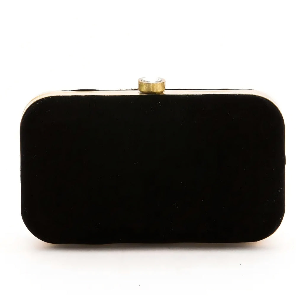 Embroidered Floral Black Clutch