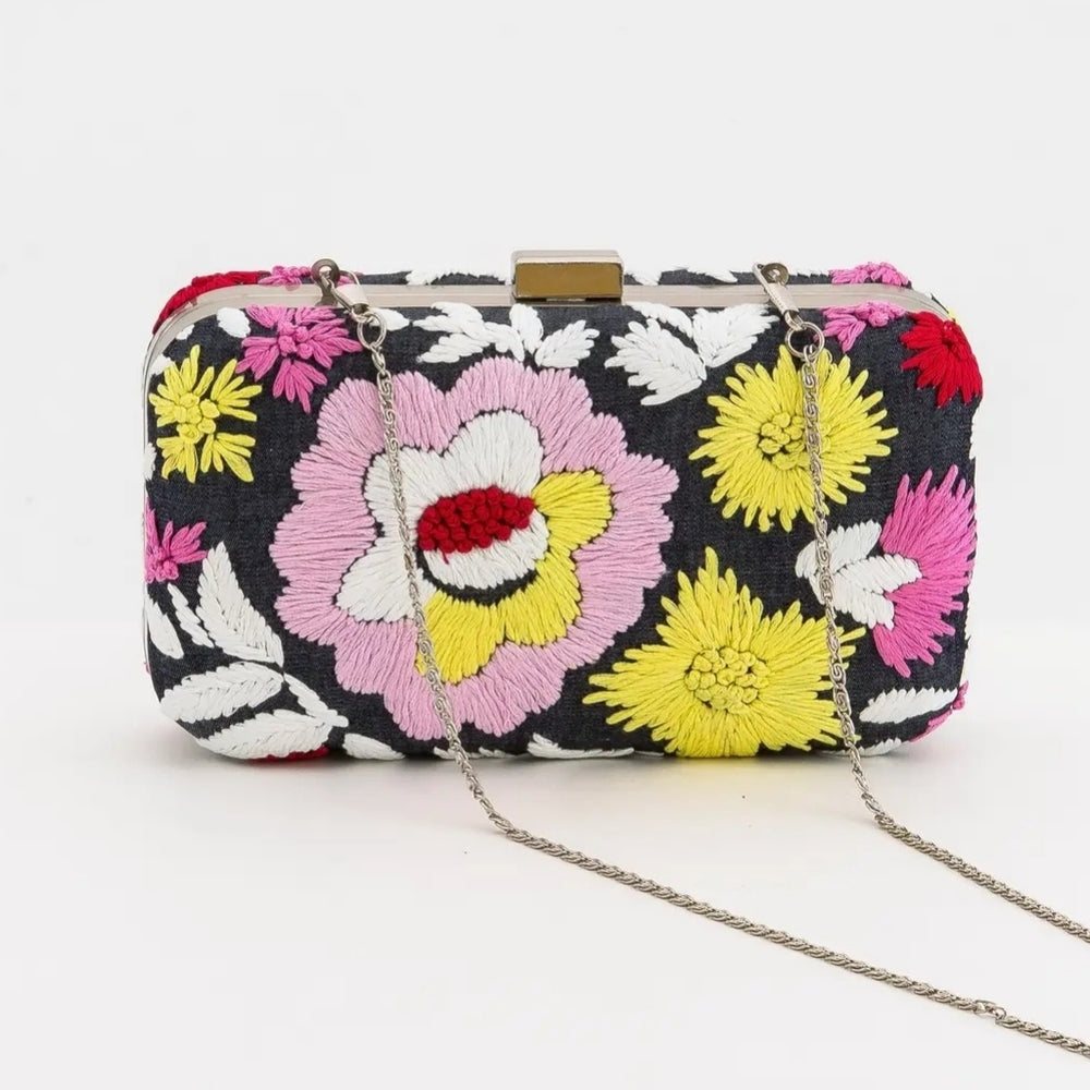 Floral Embroidered Clutch