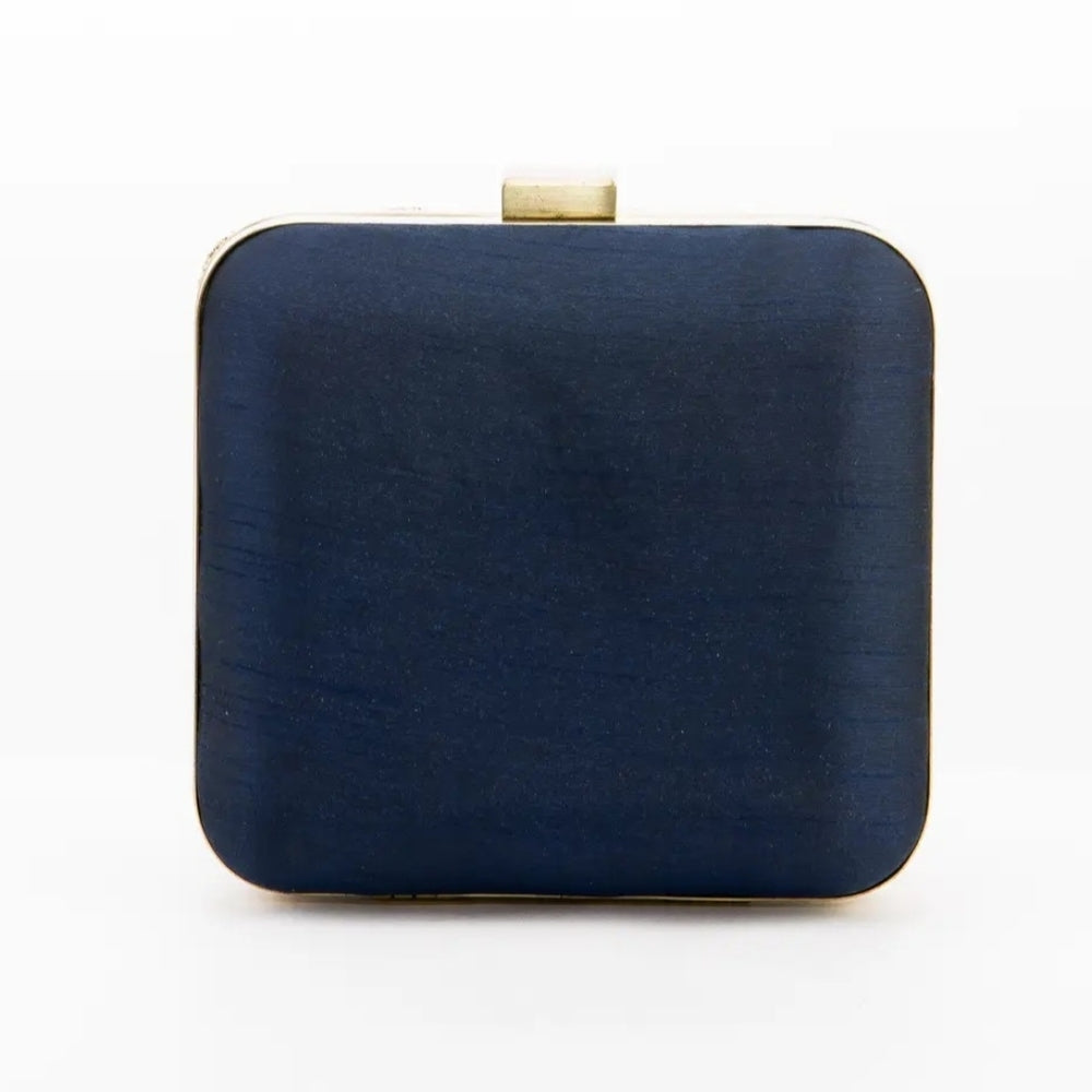 Embroidered Floral Clutch - Black and Gold
