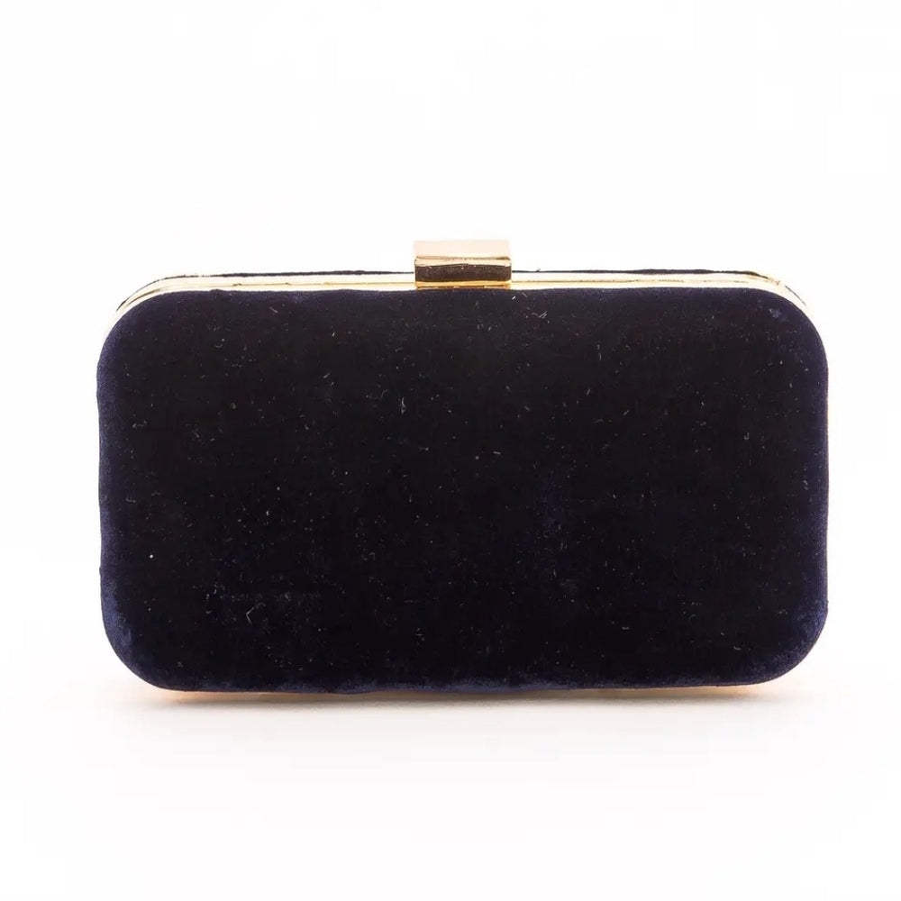 Elegant Dark Navy and Gold Floral Clutch