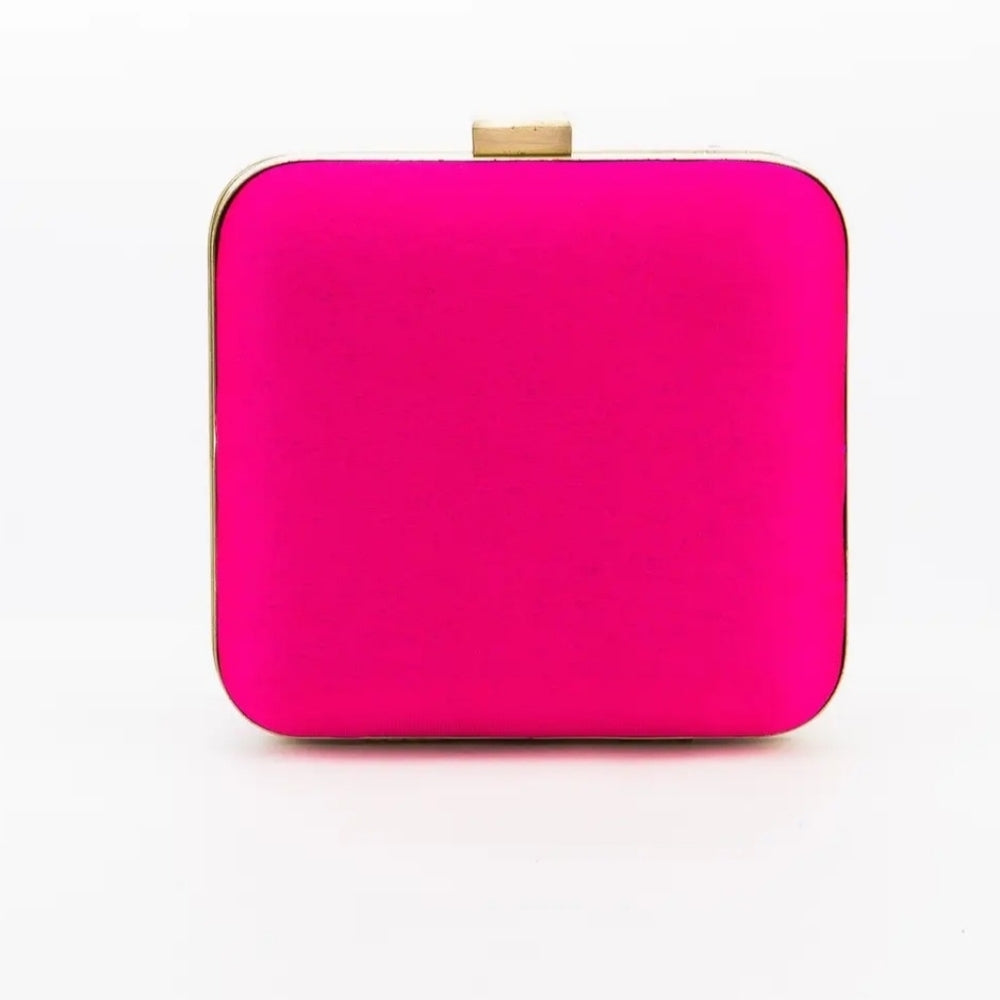 Pink Embroidered Clutch Bag