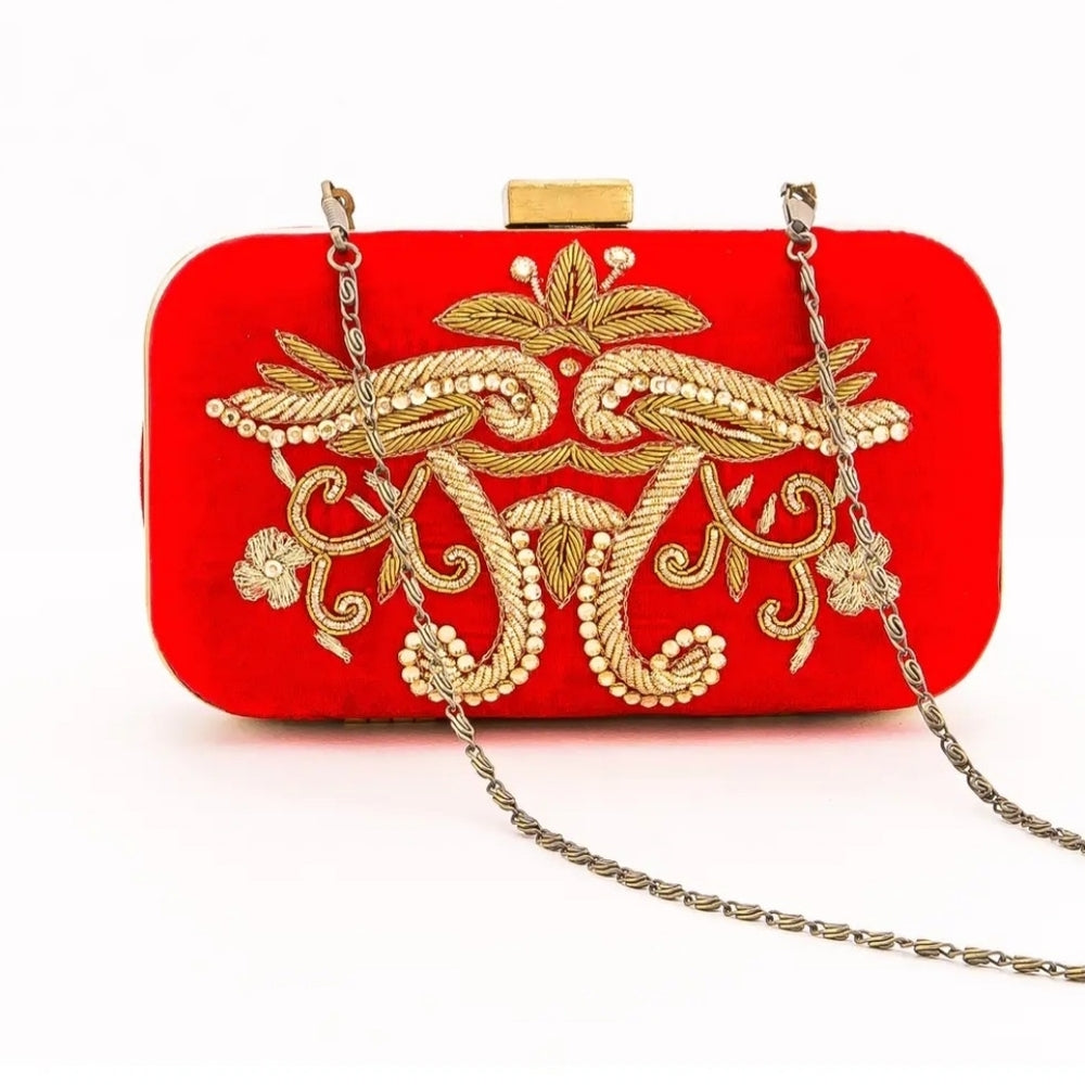 Elegant Red and Gold Clutch