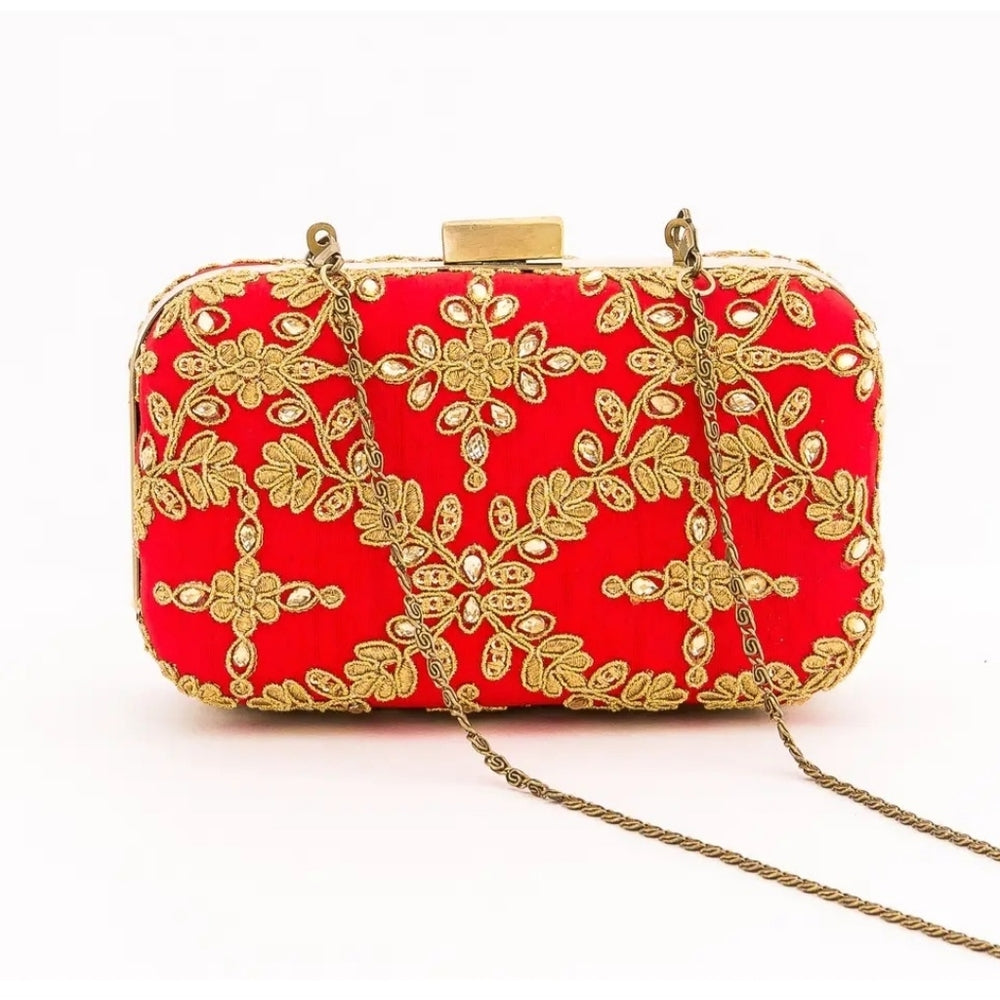 Elegant Red and Gold Clutch