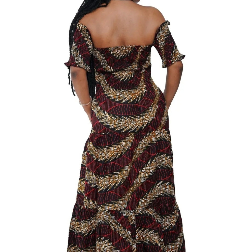 Elegant Off-Shoulder Black and Gold Dress