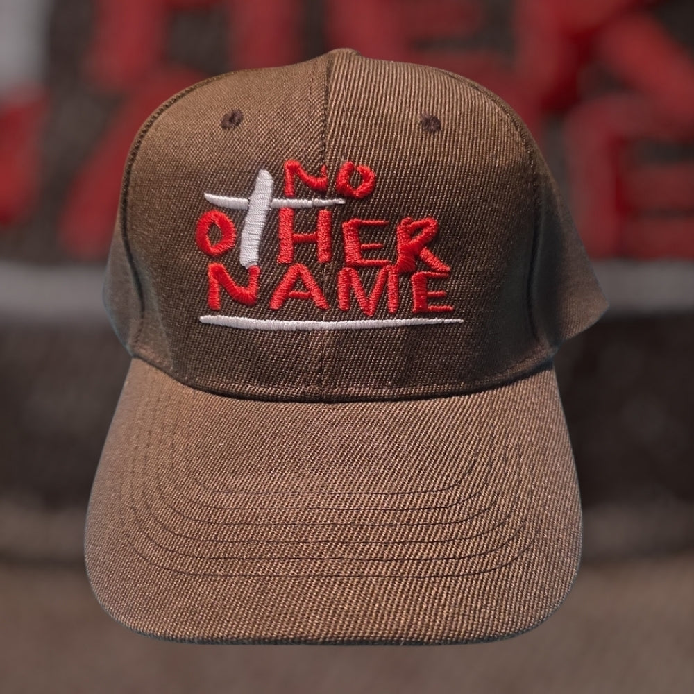 Brown Cap with Red Embroidery "NO OTHER NAME"