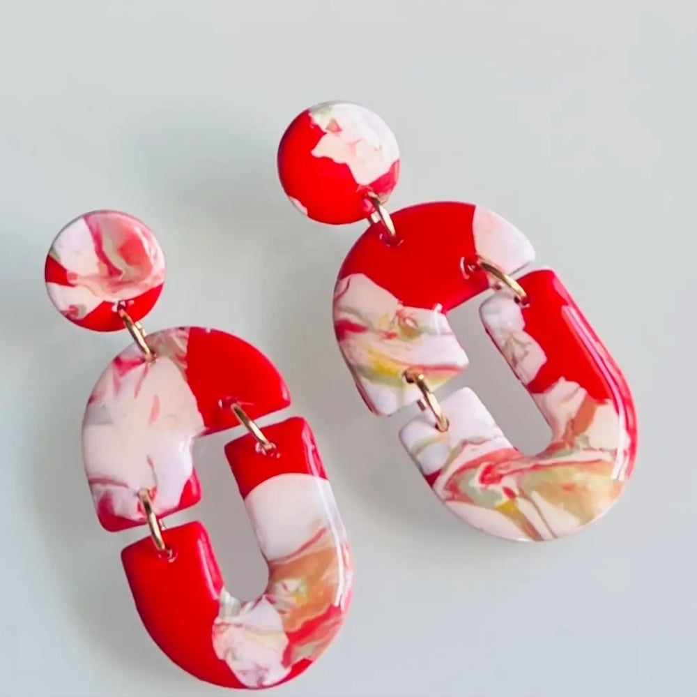 Red and Pink Statement Earrings