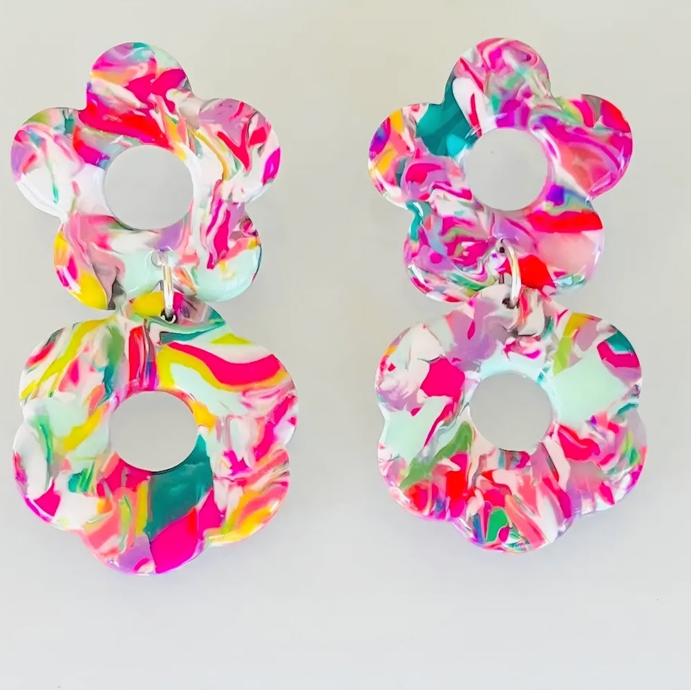 Colorful Floral Statement Earrings