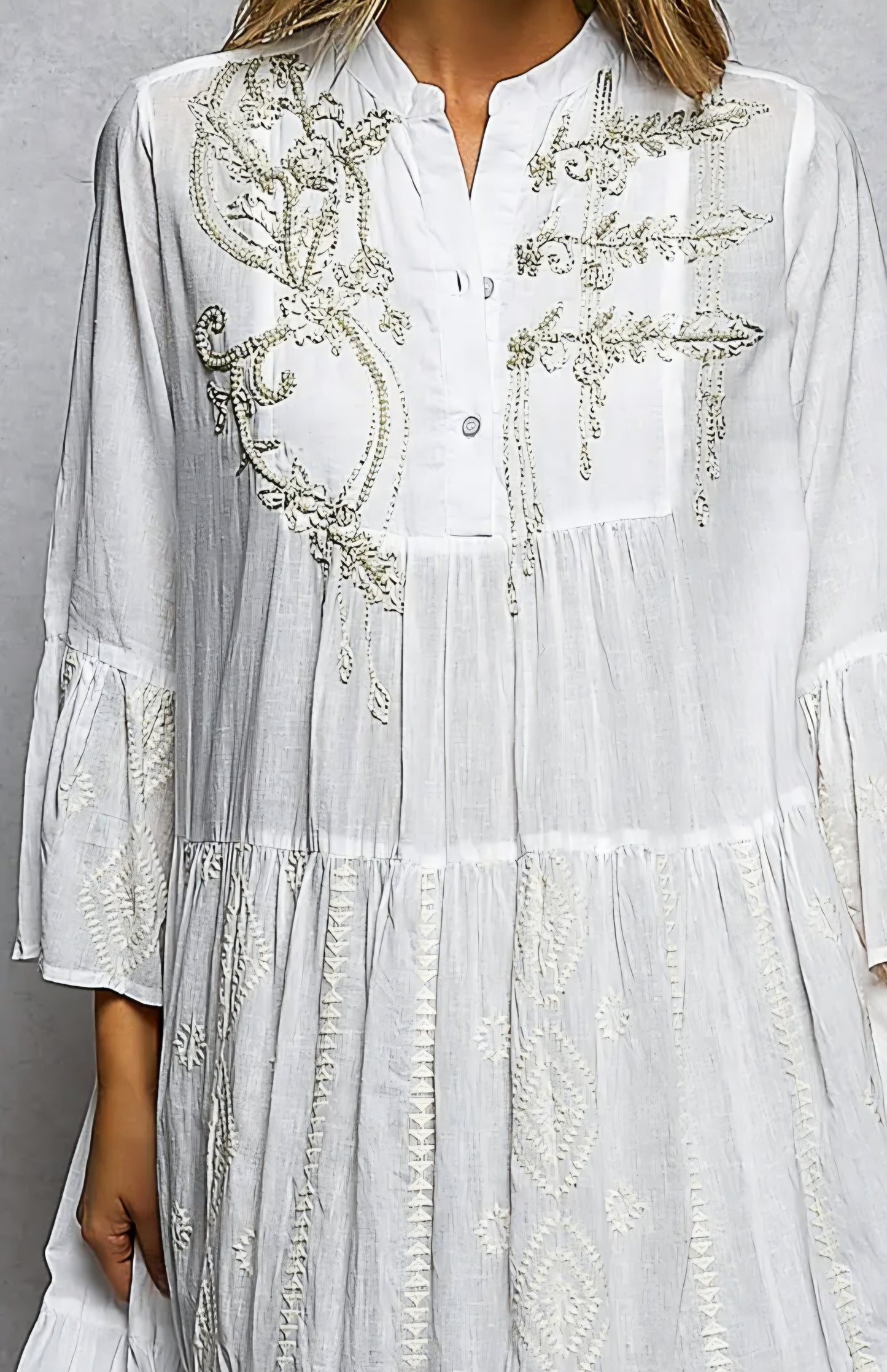 Embroidered tiered dress
