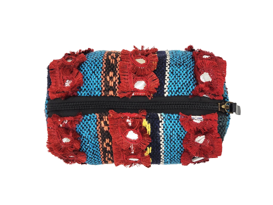 Carys Mirrored Cosmetic Cotton Bag Deep Red