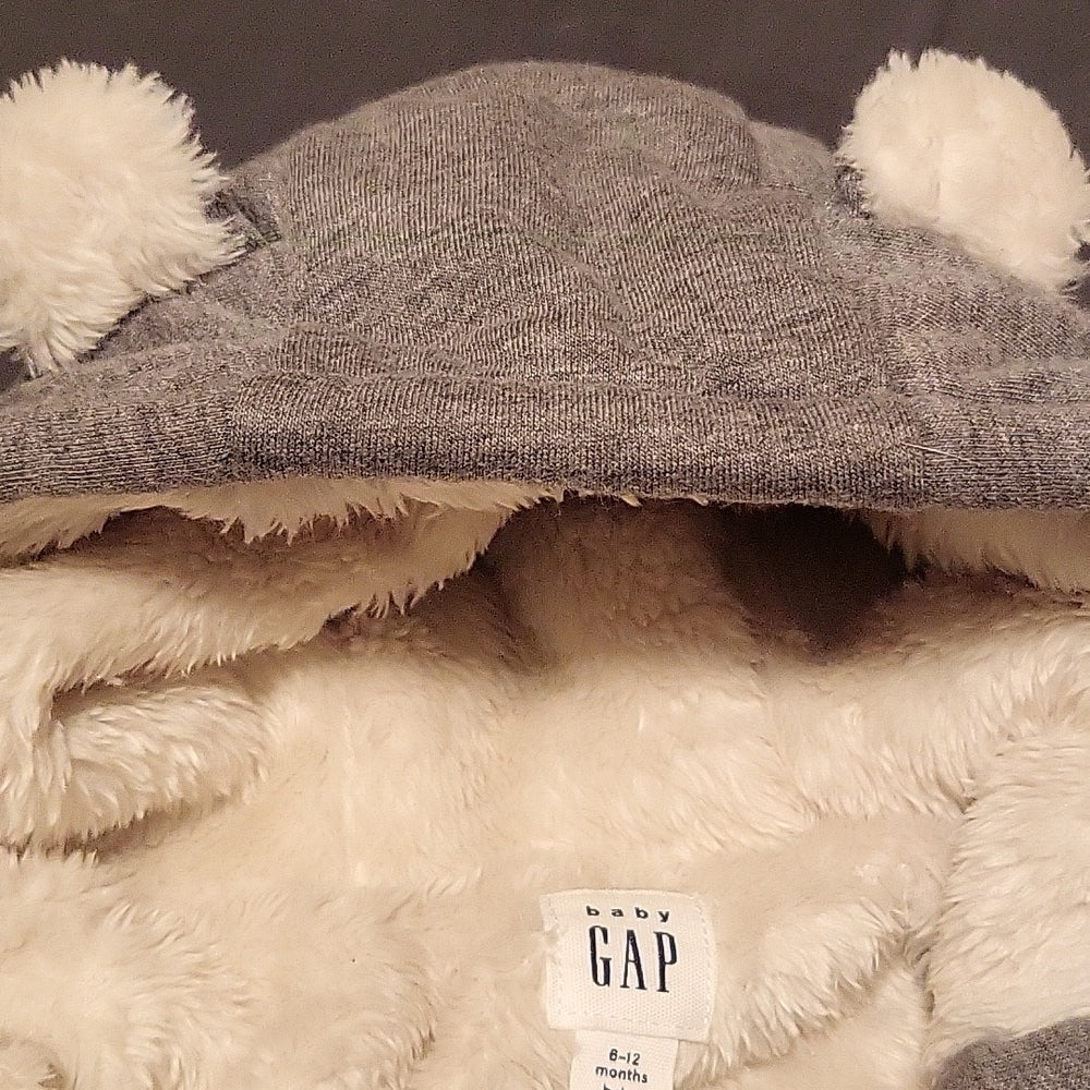 Baby sherpa Gap onesie coat beanie set/booties 6-12