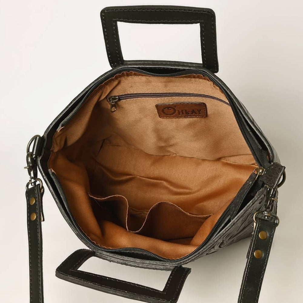 Women tote leather bag Floral Lace Detail