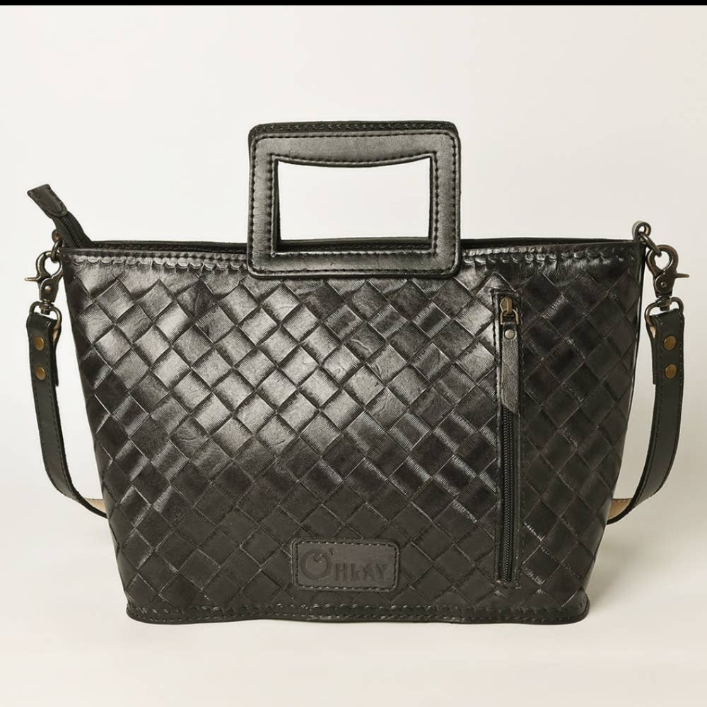 Women tote leather bag Floral Lace Detail