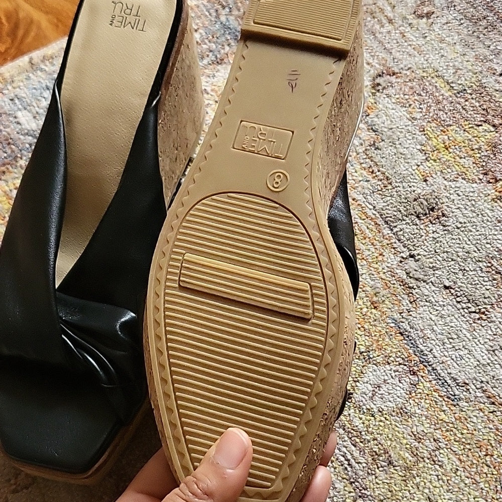 Time and Tru cork wedge heels