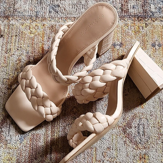 Ivory braided croc heel