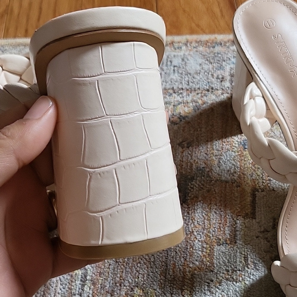 Ivory braided croc heel