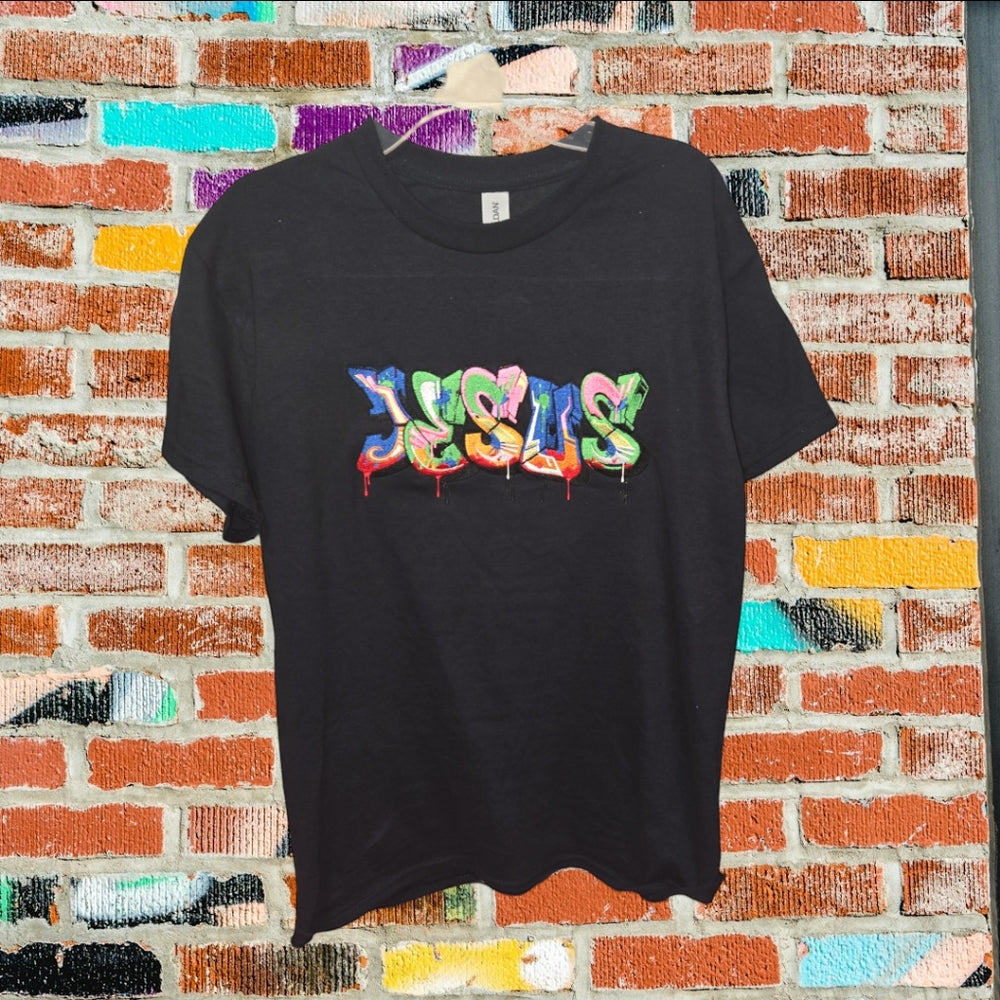 Custom embroidery Jesus grafitti tee