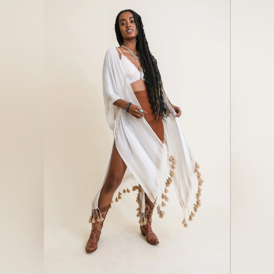Longline Tassel Border Kimono