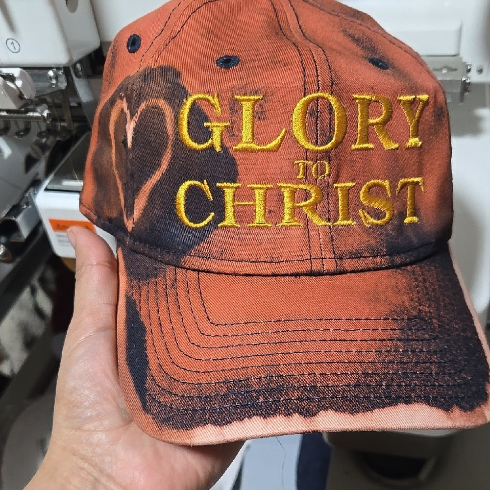 Glory to Christ Orange and Yellow Cap