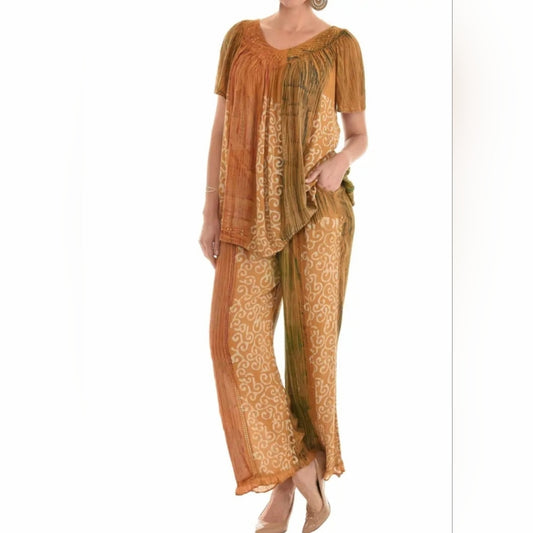 Boho Elegant Brown and Green Women's Set