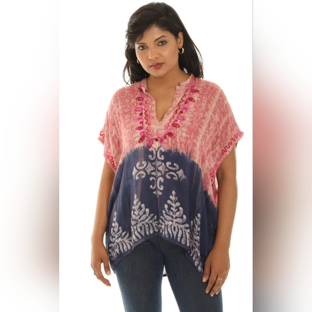 Pink Roysl Blue Tie Dye Top