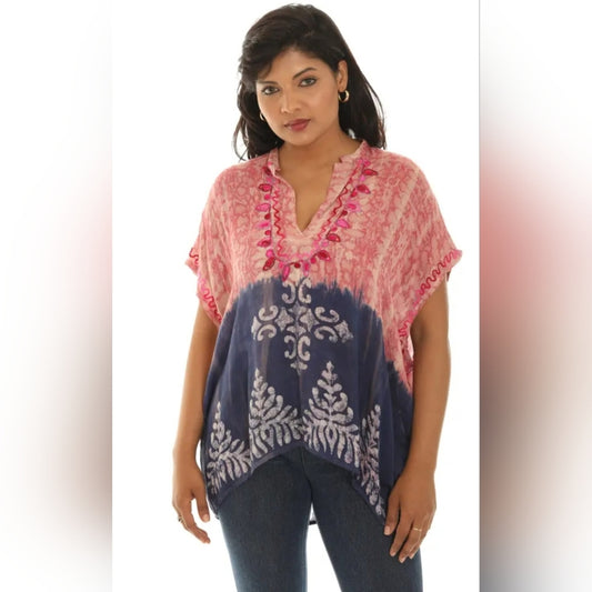 Pink Roysl Blue Tie Dye Top
