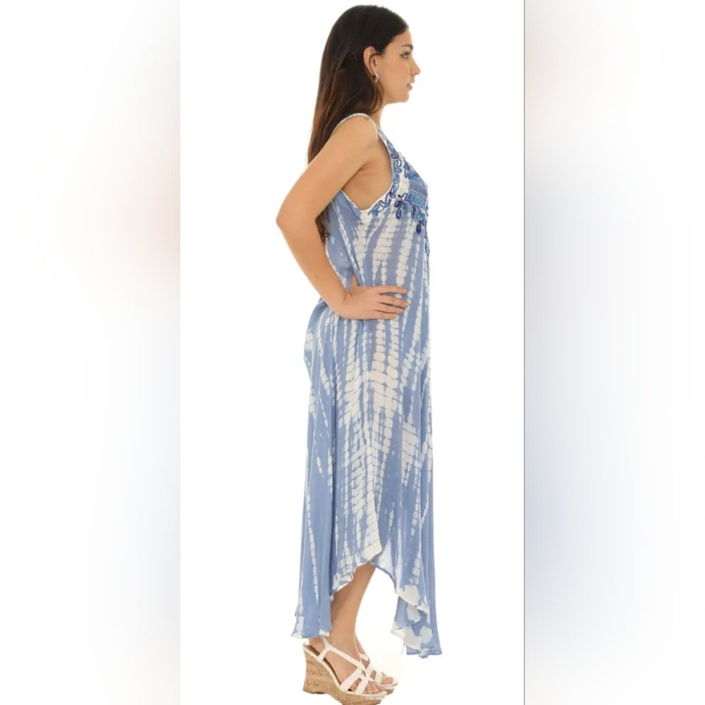 Blue Tie-Dye Maxi Dress