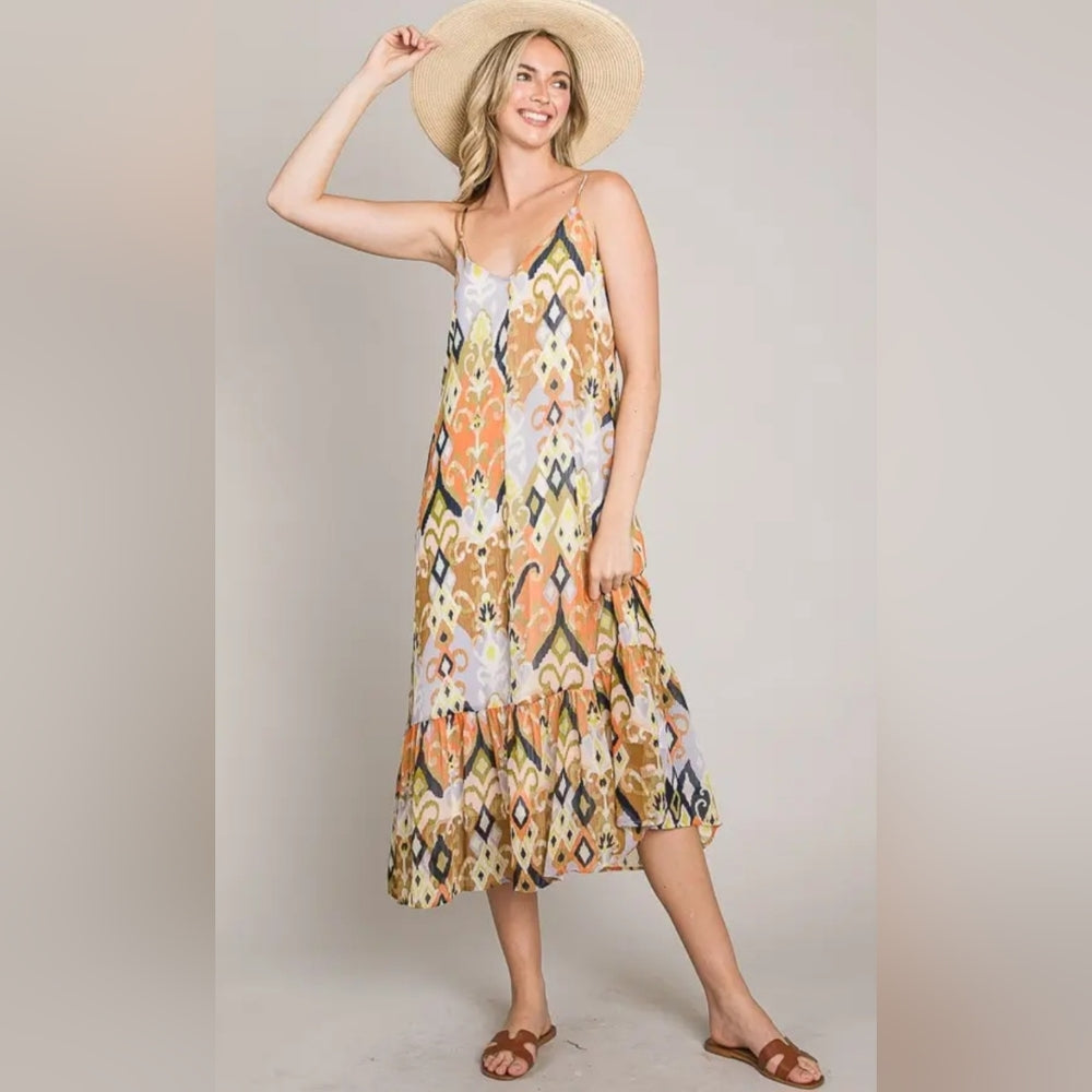 Multicolor Sleeveless Midi Dress