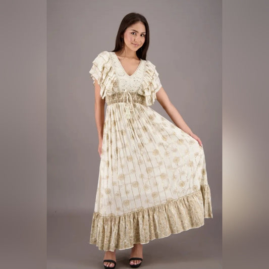 Elegant Cream Maxi Dress
